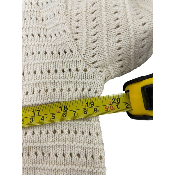 Basic Edition Pullover Sweater Womens Size Medium Ivory Crew Neck Long Sleeve - Picture 6 of 8